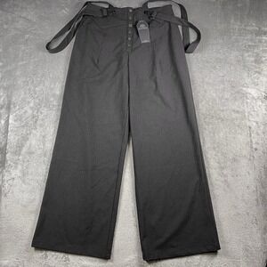 Disturbia Tilda Wide-Leg Pinstripe Pants With Suspenders